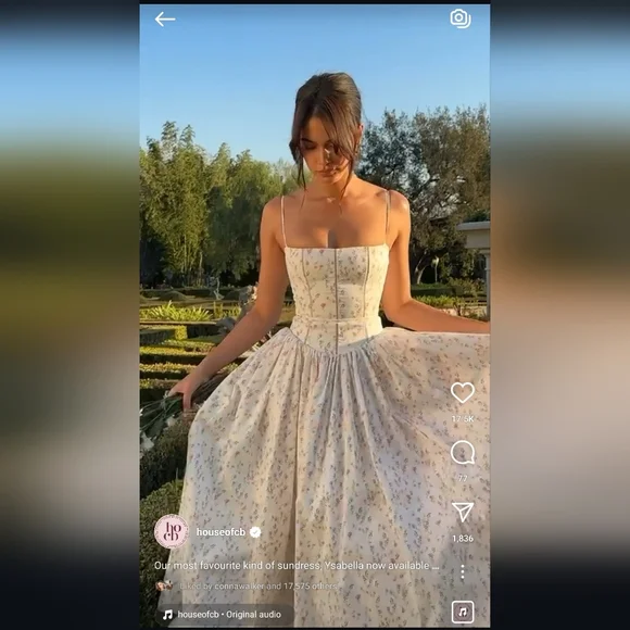 Ysabella white posy print midi dress - Picture 3 of 4